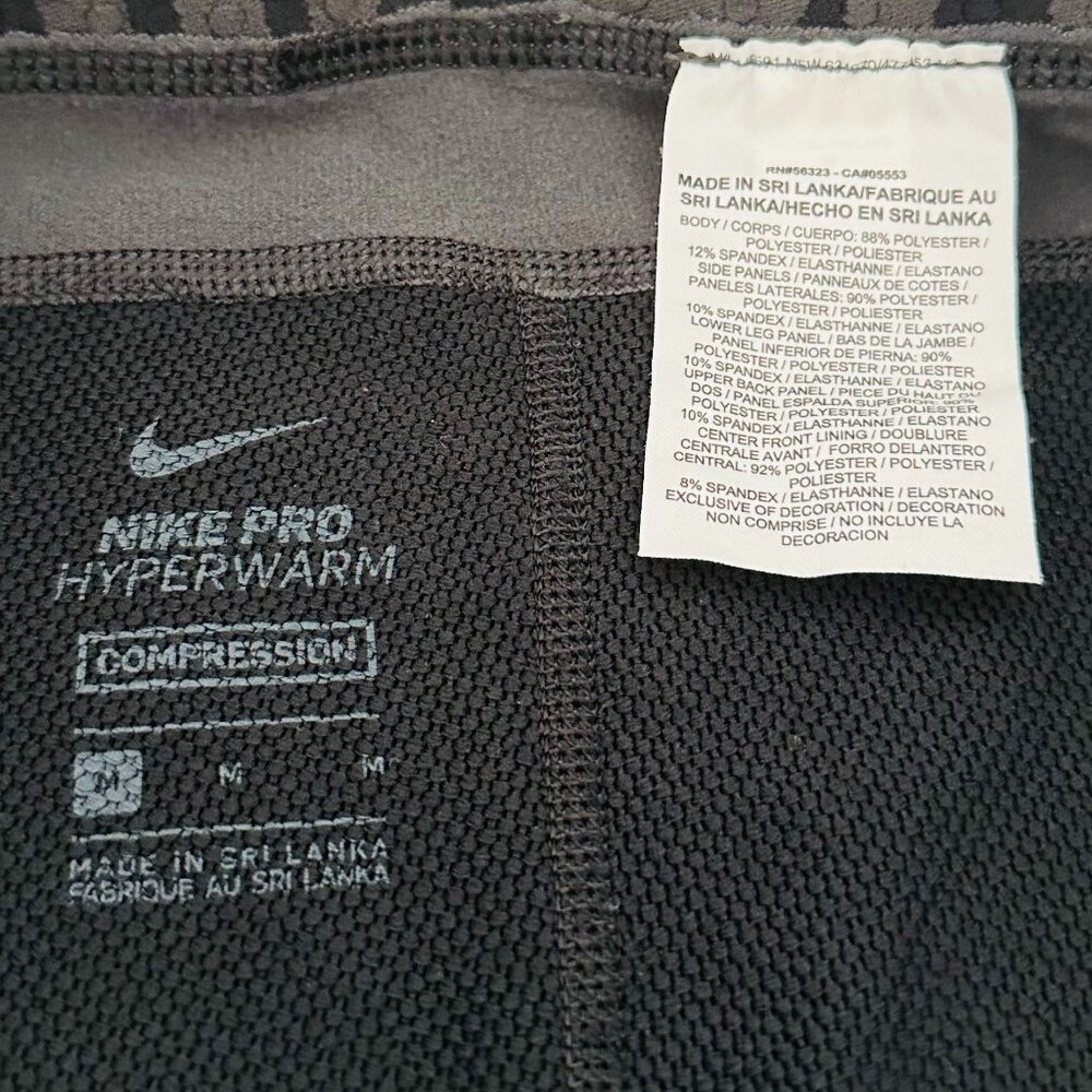 ⛷️ Nike ⛷️ Pro Men's Hyperwarm Compression Training Leggings/Tights Black/Gray - Picture 10 of 10